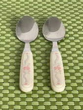 Corelle ENGLISH BREAKFAST Stainless 2 Teaspoons Corning Pink Floral Flatware