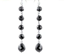 4 mm Black Diamond Earrings Great Shine And Luster AAA Certified ! Birthday Gift