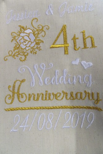 2nd Anniversary Cotton Linen Embroidered T. Towel 1st, 2nd, in box FREE UK POST - Picture 5 of 15