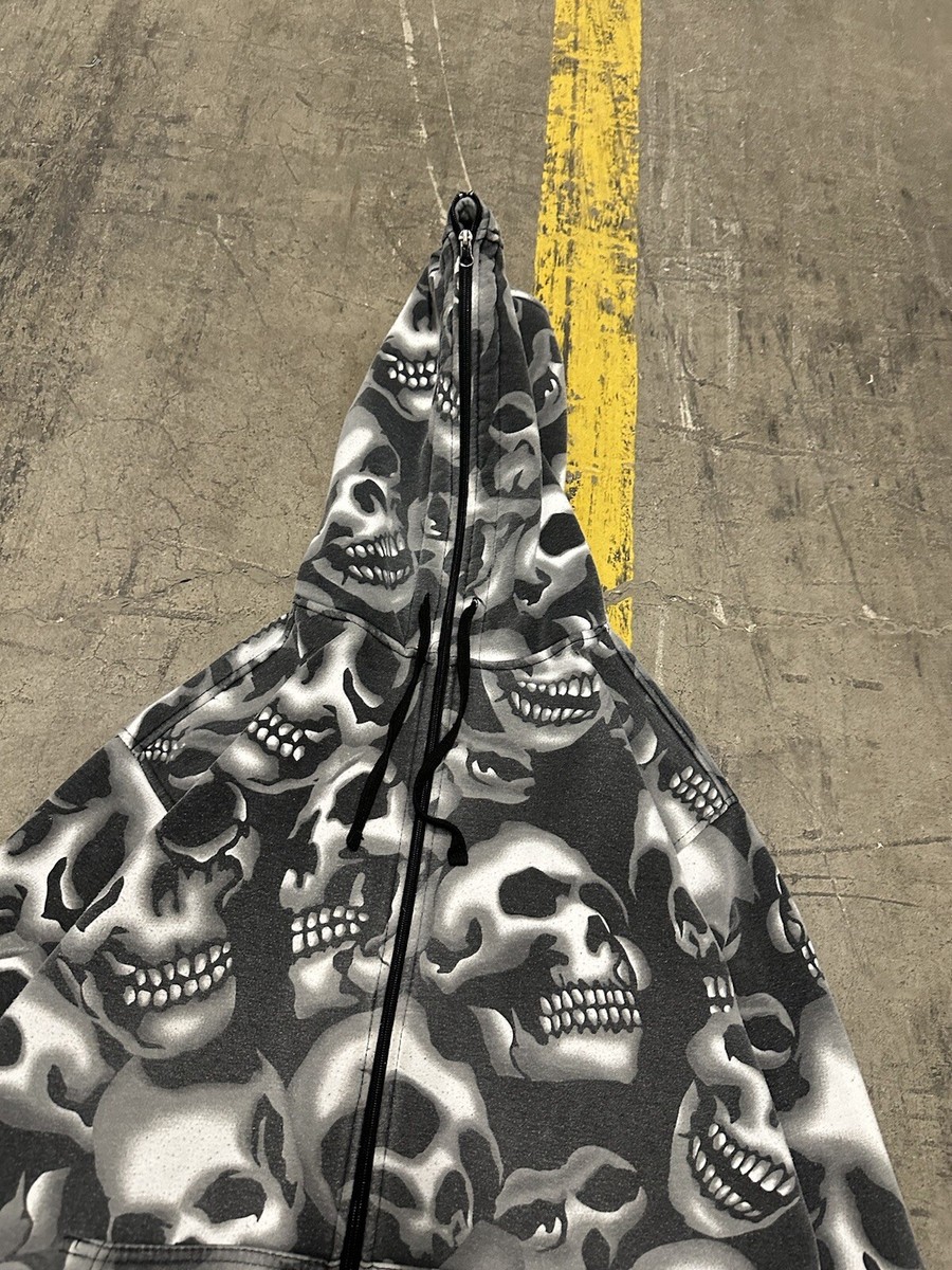 Y2K Skull Grunge AOP all over print Full Zip Hoodie Y2K Skull Grunge AOP all over print Full Zip Hoodie