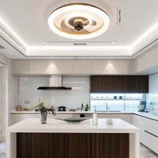 18" Modern Ceiling Fan with Light Remote Control Bedroom LED Ceiling Fan Lamp