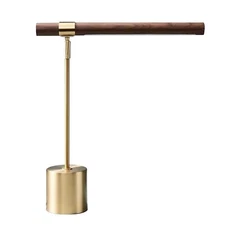 Modern Banker Slim Table Lamp - LED Desk Light - Wood Brass Lamp - Adjustable...