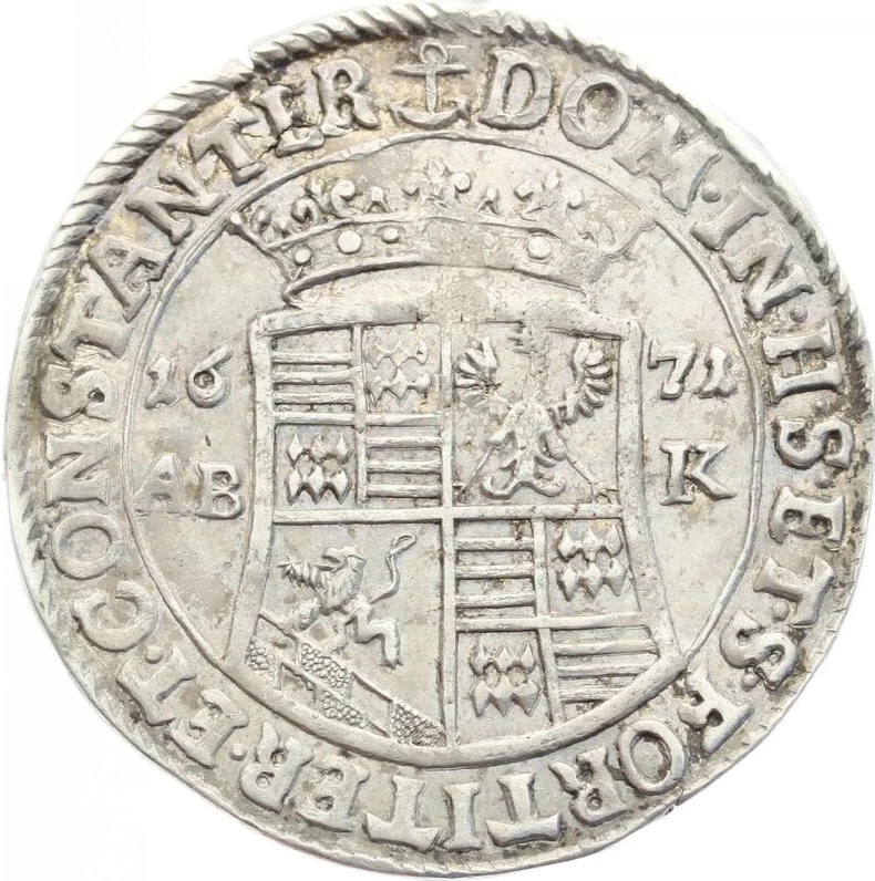 Mansfeld Aunc 1671 Aunc Sliver 1/3 Thaler Rider St. George Dragon 33mm Germany - Image 2 of 4