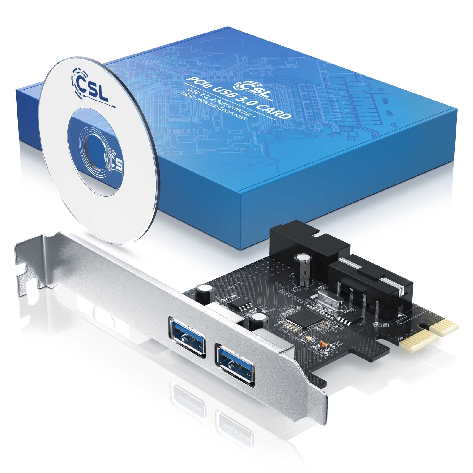 CSL USB 3.0 PCIe Controller Schnittstellenkarte 2x extern 1x intern NEU
