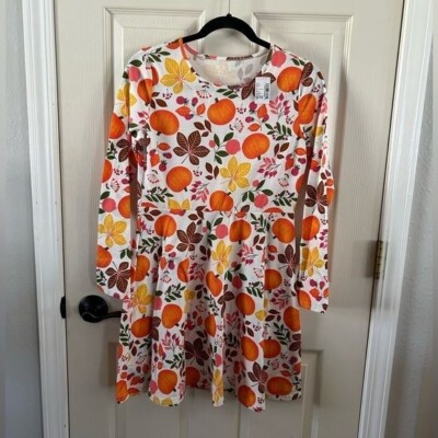 children's fall dresses Girls' Dandelions In Fall 3/4 Sleeve Pocket Twirl Dress Size: 7/8 By Mila & Rose