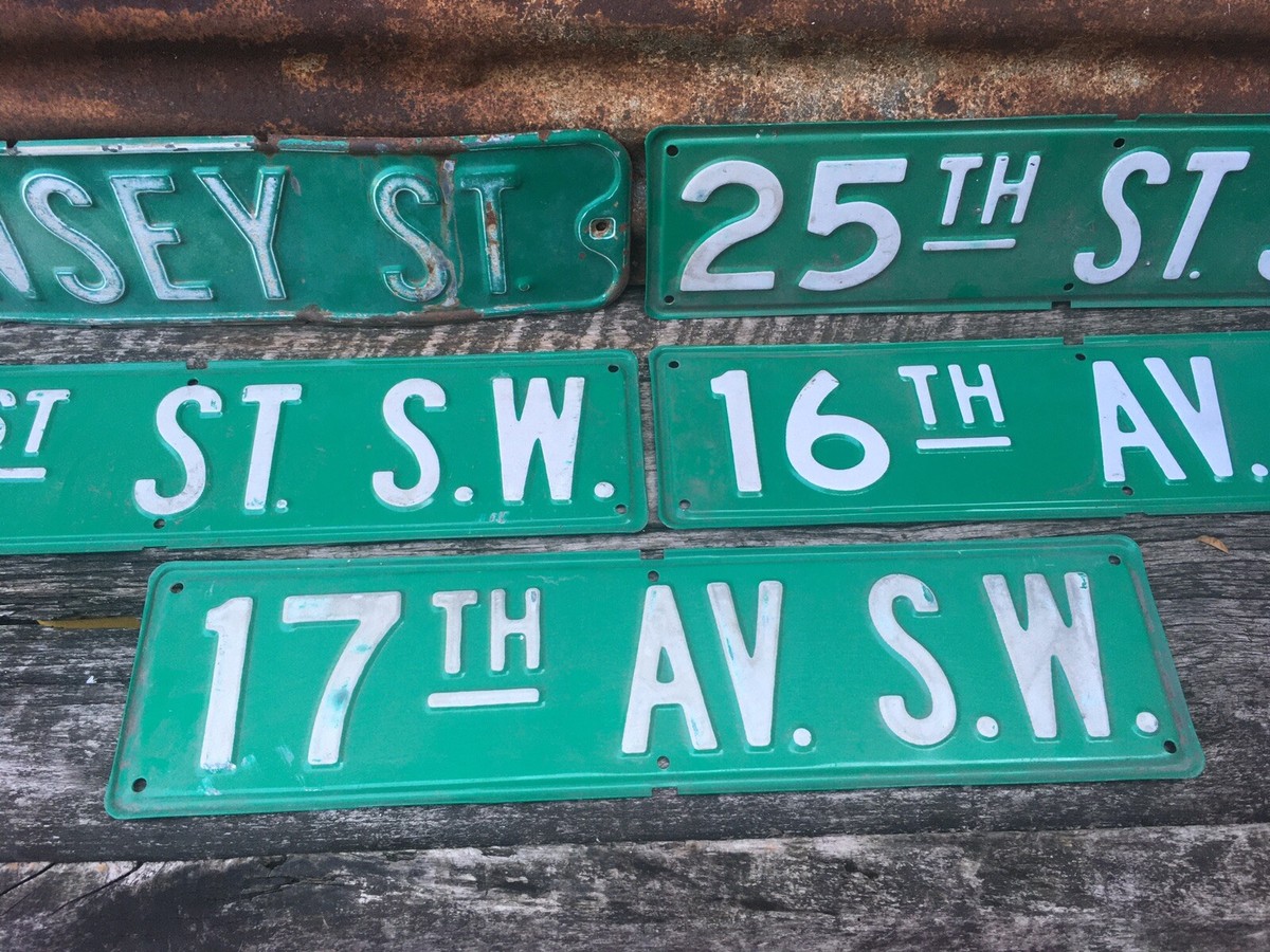 Lot Of 5 Original Vintage Street Signs Metal Road Sign Old
