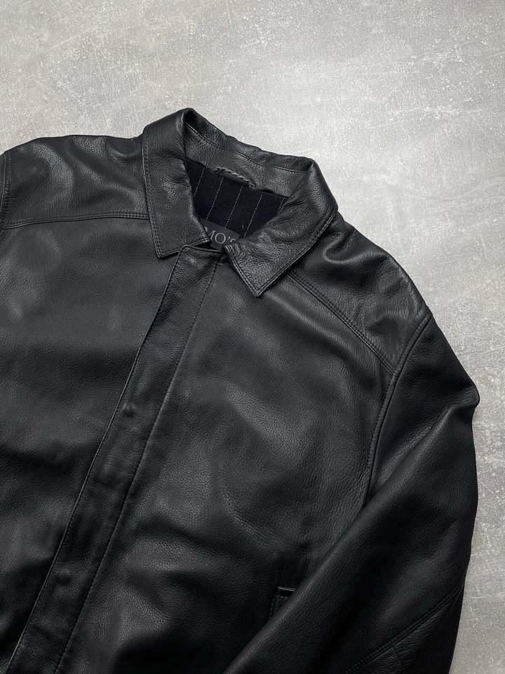 Gimo's Luxury Black Cashmere Lining Leather Bomber Jacket Size 58 Made In Italy - Image 3 of 4