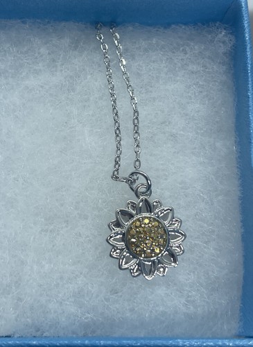 💎Touchstone Crystal Necklace Rhodium Sunflower 15-18” New Condition - Picture 5 of 8