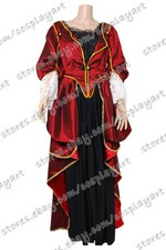 Pirates Of The Caribbean Elizabeth Swann Cosplay Costume Red Lace Dress Party