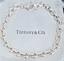 Tiffany & Co. Sterling Silver 7" Round Donut Chain Link Bracelet