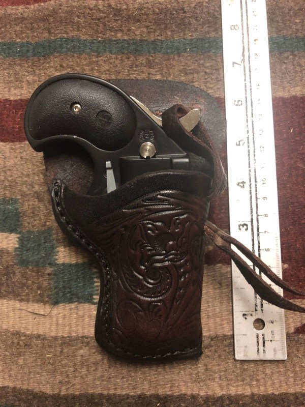Leather Derringer Belt Holster Cobra & Davis 2.75" - 3" Over Under Floral Scroll