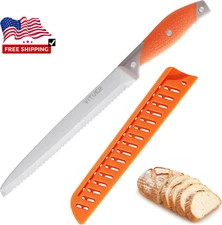8 Inch Serrated Bread Knife Bread Knife with Cover for Slicing Bread, Bagels