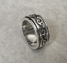Solid 925 Sterling Silver Mens Spinner Heavy Ring Celtic Band 11 mm Size S - Y