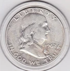 1962   Franklin  Half  Dollar   (90% Silver)  Coin,  50  Cents.