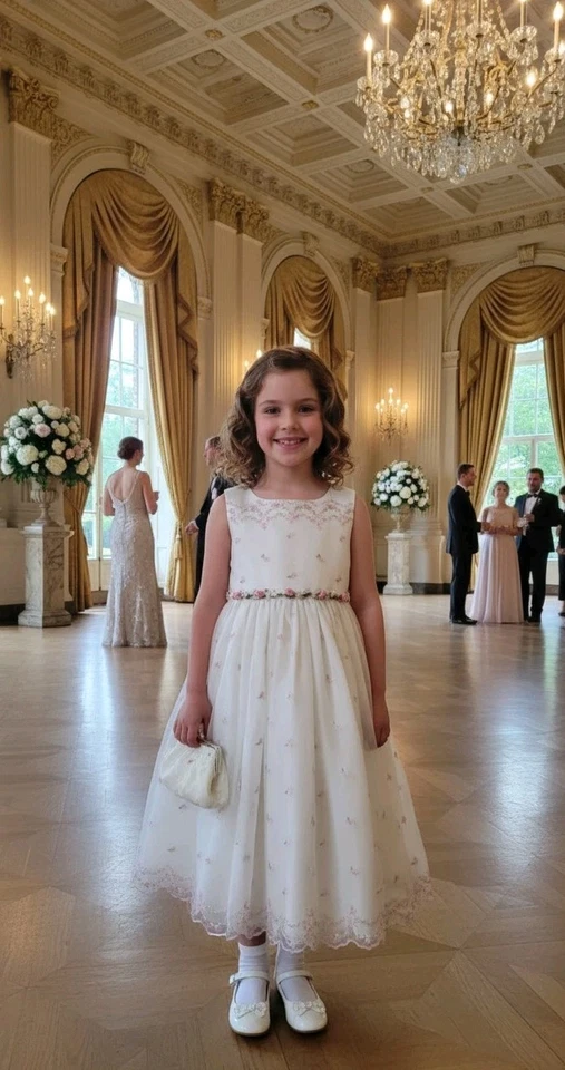 Cinderella Girls Mesh Embroidered Floral Dress W/Matching Doll Dress Girls Sz 6X - Image 2 of 4