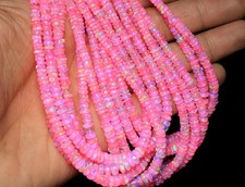 AAA Pink Ethiopian Opal Beads: Smooth Rondelle Gemstone Beads 3-5 mm