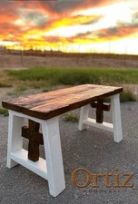 Cross Bench Handcrafted Solid Wood Indoor Outdoor Furniture Bench
