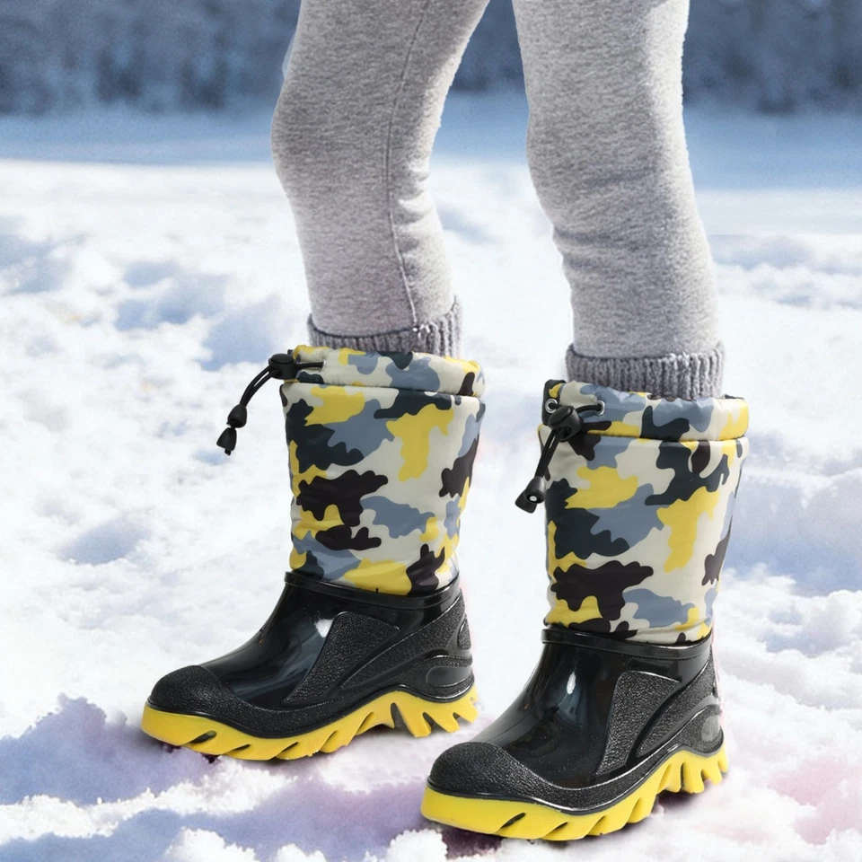 Botas de invierno cálidas forradas de piel sintética para niños niños niñas impermeables antideslizantes botas de nieve Foto 4 de 4