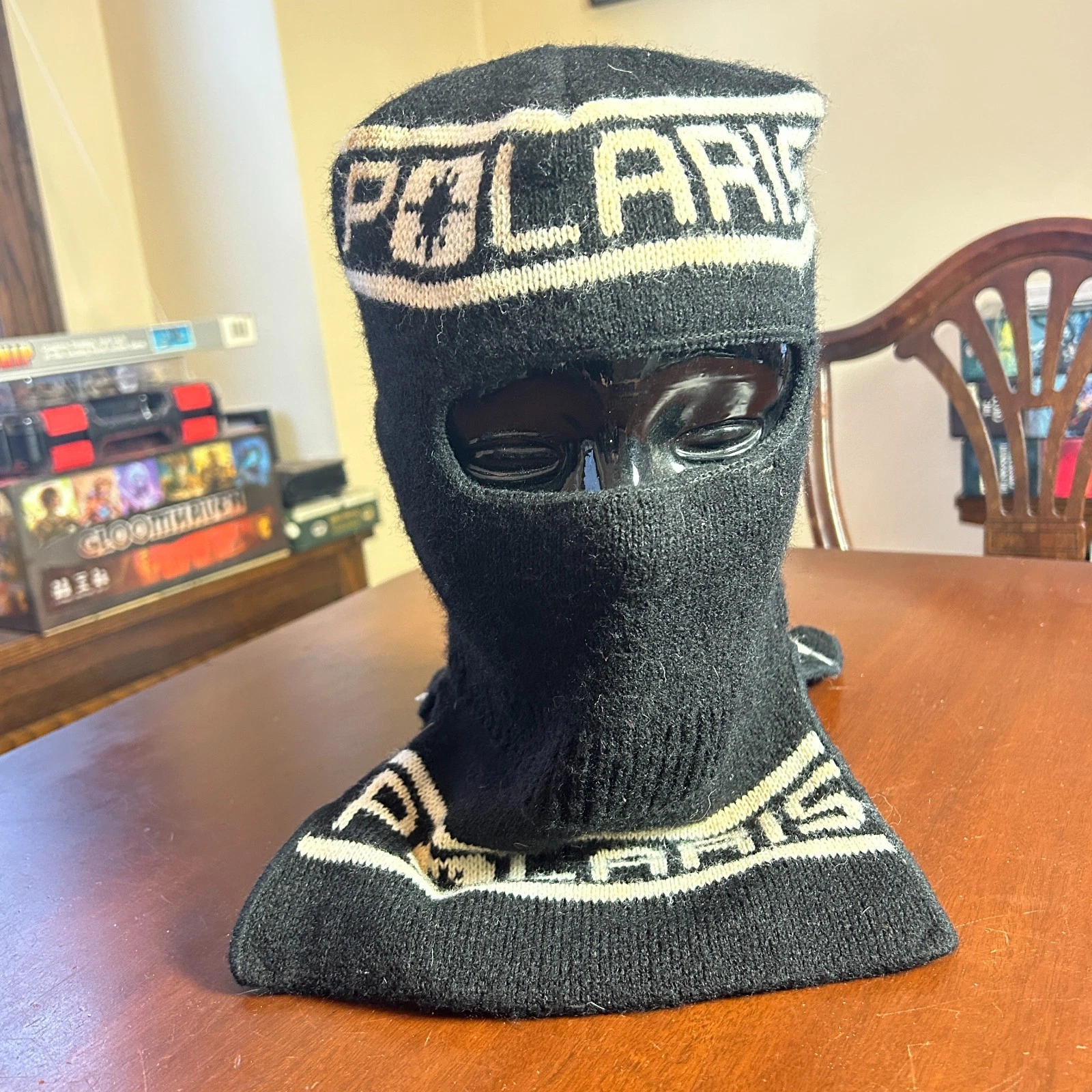 Polaris Vintage Stocking Hat Ski Face Mask Snowmobile Black White Balaklava