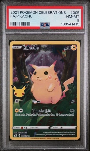 2021 POKEMON CELEBRATIONS #005 FULL ART/PIKACHU PSA 8