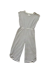 Girls Size Medium Knit Cropped Romper / Black And White Romper With Pockets