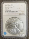 2021 American Silver Eagle $1 Coin MS69 NGC Heraldic Eagle Type 1 Flawless 99%