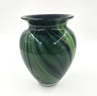 Murano Art Glass Fluted Vase with Multi Colored Swirls - Gorgeous Glass Vase