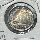 Canada 1937 Silver 10 Cents BU Nice Toning Rainbow Gem
