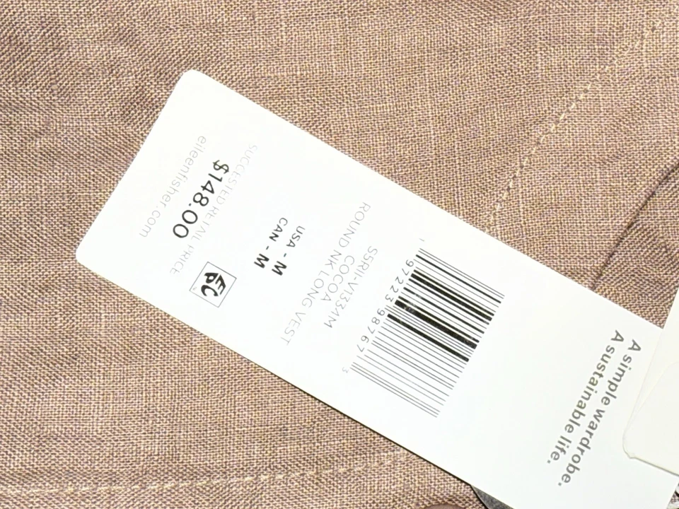 Eileen Fisher Cocoa Round Neck Button Up Long Vest Size M - Image 3 of 4