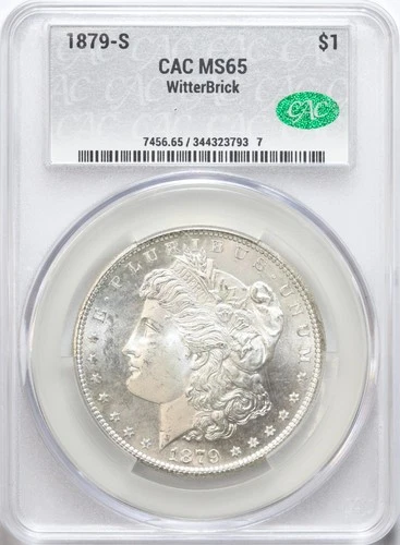 1879-S $1 Morgan Silver Dollar CACG MS65 - WitterBrick - Blast White / Lustrous
