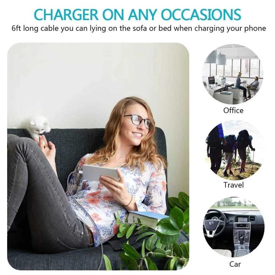 C Charger Cable Fast Charging 5Pack 6Ft Type USB C Cords Phone Charger for Andro - Image 3 of 4
