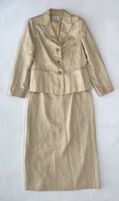 Le Suit Women's Full Suit Blazer Jacket Long Skirt Size 12 Gold Set Dressy