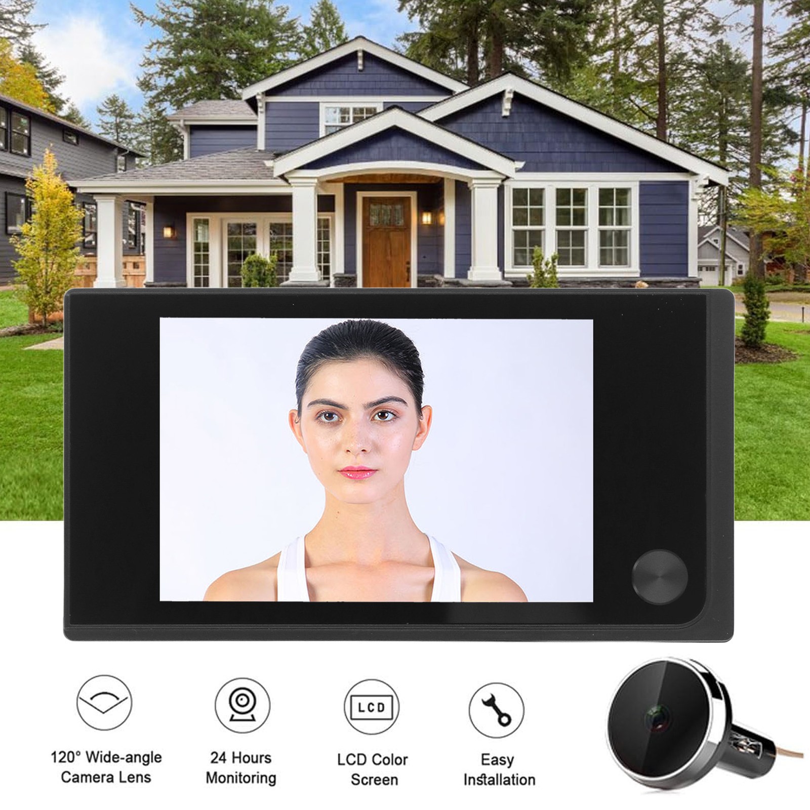 Digital Door Viewer 3.5in LCD Color Screen 1MP 120° Wide Angle Infrared Peephole