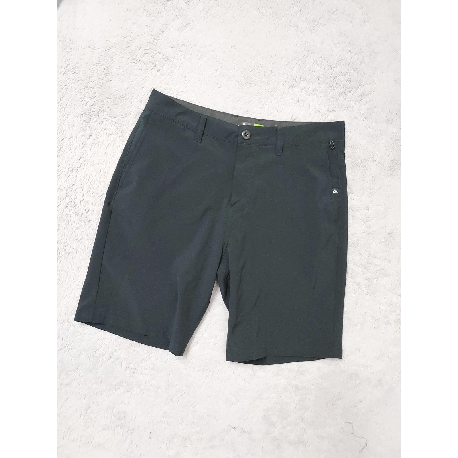 Quiksilver Shorts Mens 31 Amphibian Dry Flight Hybrid Black Surf Swim Beach EUC
