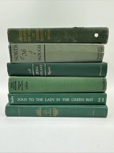 Lot of 6 GREEN Vintage Antique Books Instant Library Staging Props Decor - Imagen 2 de 12