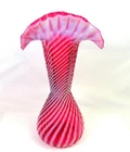 Fenton Art Glass 3264 Cranberry Spiral Opalescent Large 11 1/2" Flower Vase 1938