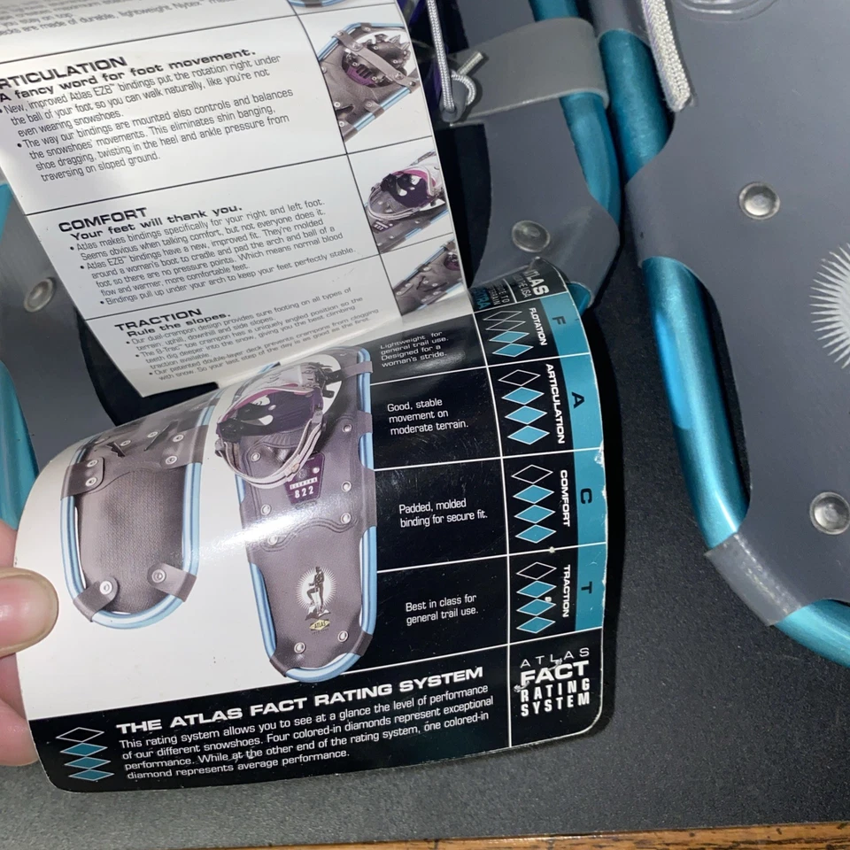 NWT Women’s Size 8 Atlas 825 Elektra Snowshoes Blue Ice Moderate-Steep Terrain - Image 4 of 4