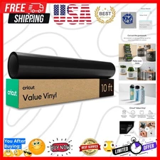 Value Permanent Vinyl in Matte Black - 12 in x 10 ft Roll for Custom Crafts