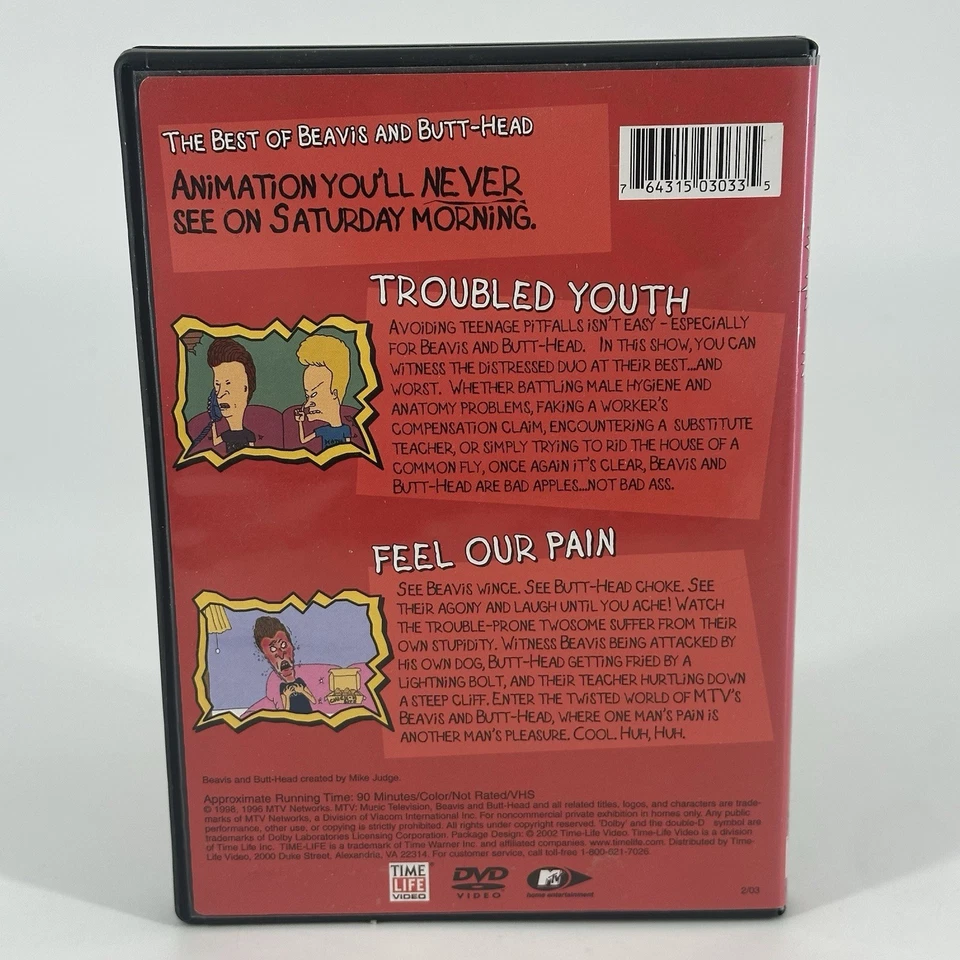 Beavis and Butthead DVD MTV Troubled Youth & Feel Our Pain Free Shipping - Image 2 of 3