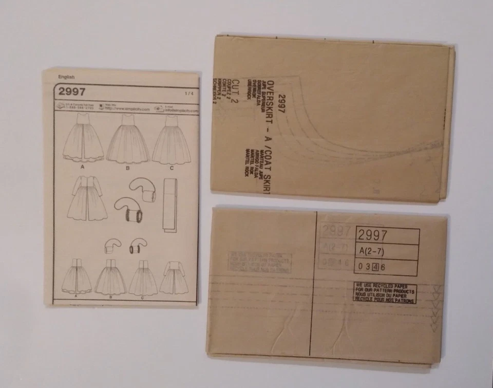 STYLE #2997 GIRL'S SIZES 2-3-4-5-6-7 DRESS SASH COAT MUFF PATTERN UNCUT - Image 3 of 3