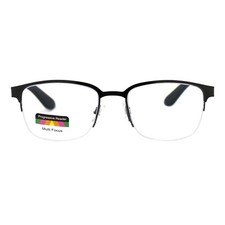 Multi-Focus Progressive Reading Glasses 3 Powers in 1 Reader Half Rim Rectangle