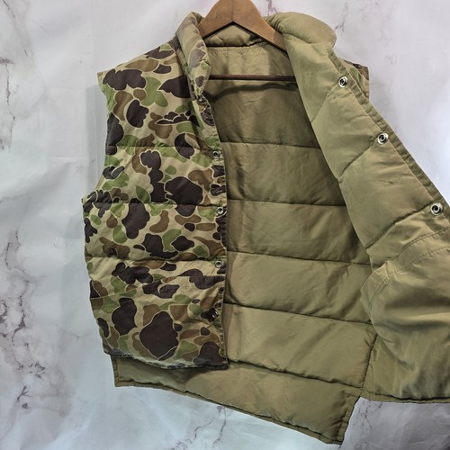 Camo Down Puffer Vest Mens Large Vintage Duck Snap Button 4 Color Goose Green - Picture 11 of 12