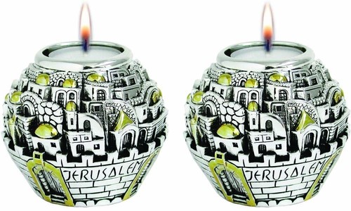 Schabbat Kerzenständer Reisebox Kerzenhalter Jerusalem Kugel Electroform silber - Bild 6 von 9