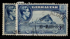 GIBRALTAR GVI SG125 + 125a, 3d PERF VARIETIES, FINE USED.