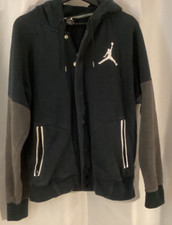 Jordan Zip Up Dark Navy w/ Gray Sleeves Snap Buttons Hoodie-Jacket size M