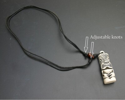 Tribal Yak Bone Carved Tiki Man Totem Necklace Pendant, Hawaiian