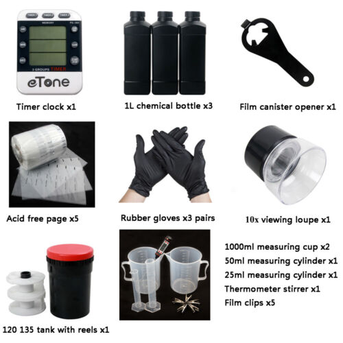 NEW 120 135 35mm Color B&W Film Processing Developing Darkroom Equipment Kit Set - Picture 1 of 11