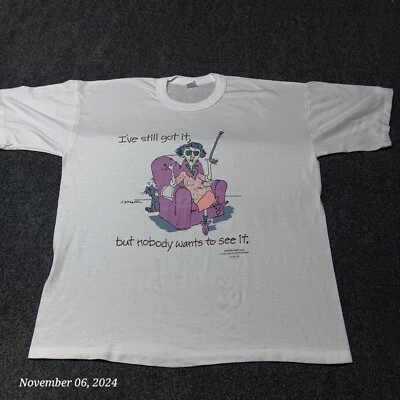 Vintage Shoebox Greetings Shirt Adult XL White Still Got It Comic Old Lady