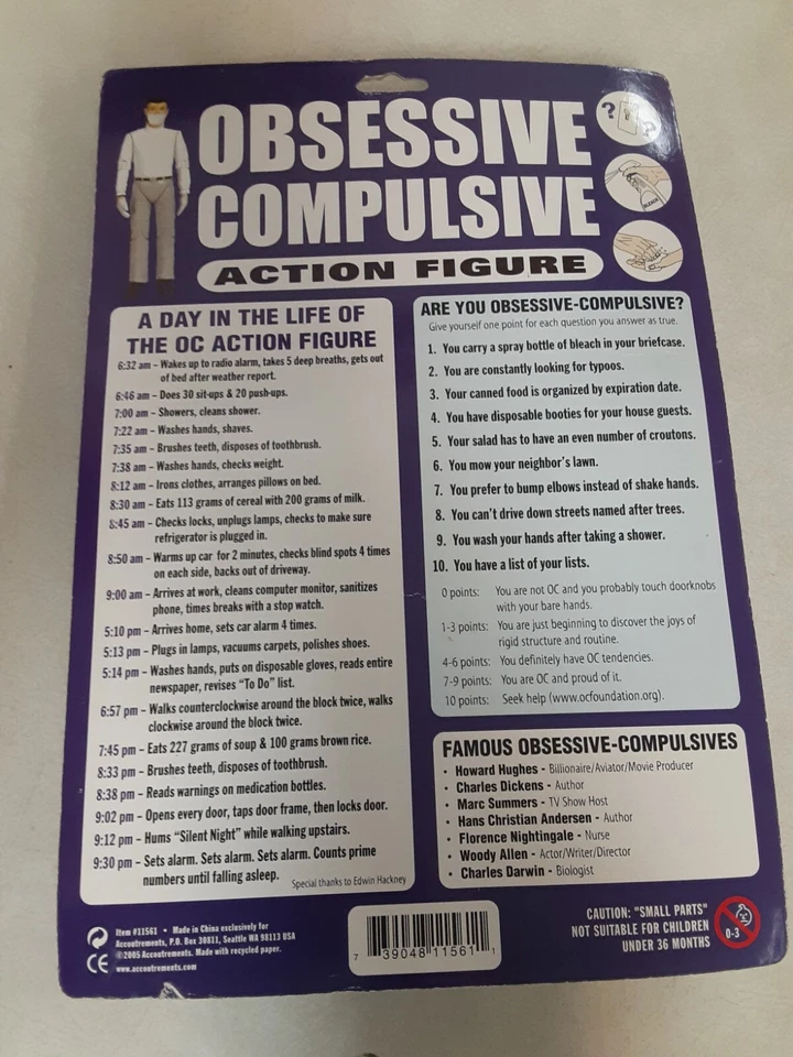 Figura de acción Obsessive Compulsive 2005 máscara facial y toalla húmeda ¡NUEVA! Foto 4 de 4