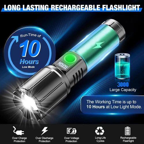 Linterna LED Linterna Telescópica Superbrillante USB Luz Recargable. - Imagen 10 de 13